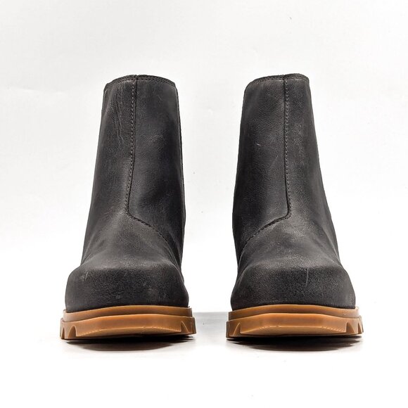 Sorel Women Joan of Arctic Wedge III Grey Stone Leather Lug Chelsea Boots sz 9 - Picture 2 of 10